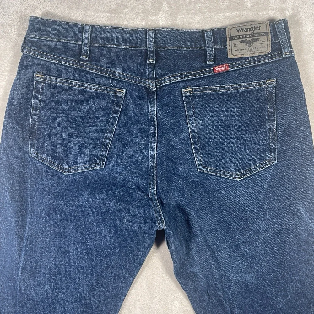 Wrangler Jeans Mens 36x30 Blue Cotton‎ Denim Straight Leg Workwear Stretch